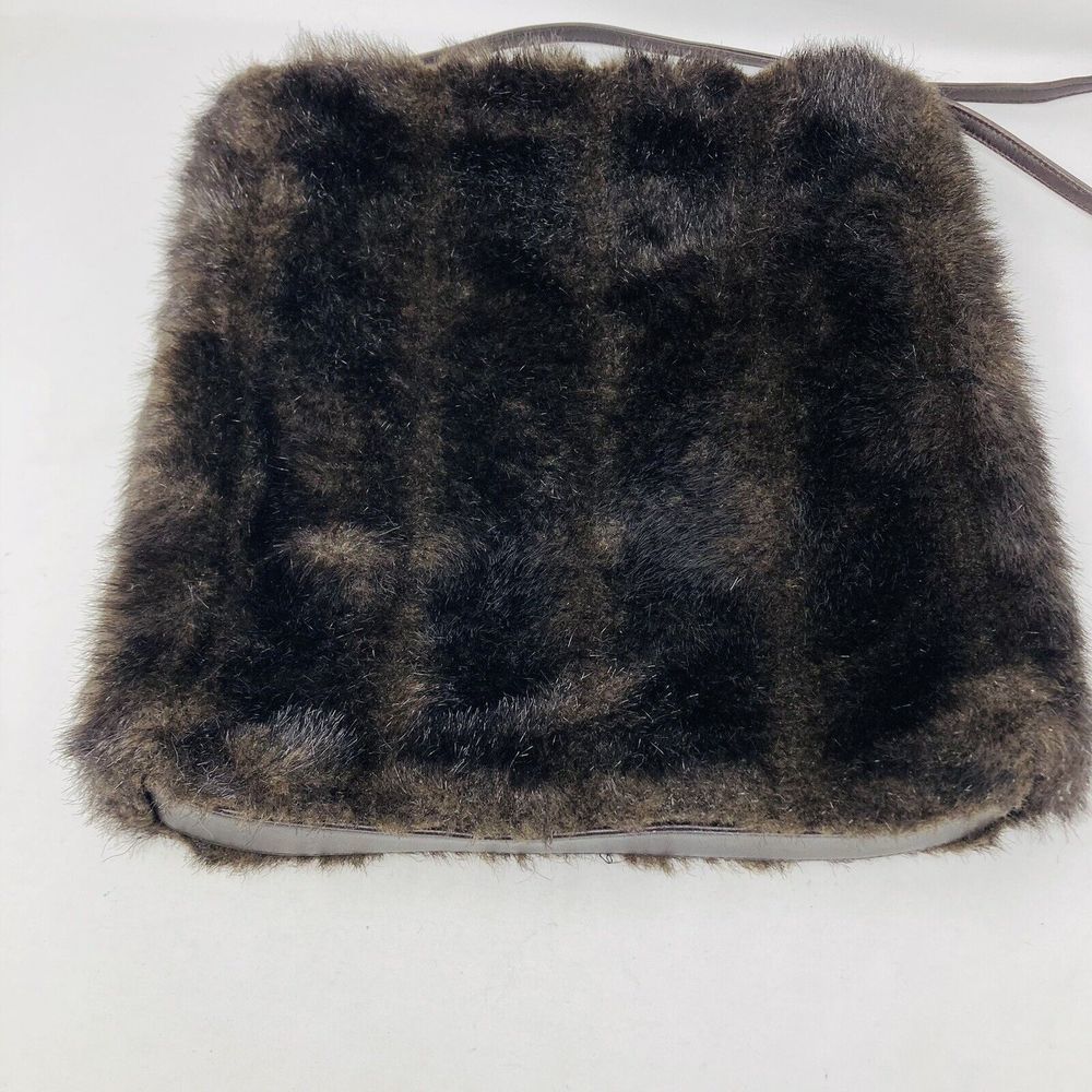 Preston & York Brown Faux Fur Single Handle Tote Womans Purse Handbag Bags 13x13